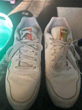Reebok White with Green Accent Athletic Shoes
